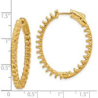14K Yellow Gold 33.1mm Oval Hoop Earrings with Safety Clasp by Oro Pregiato
