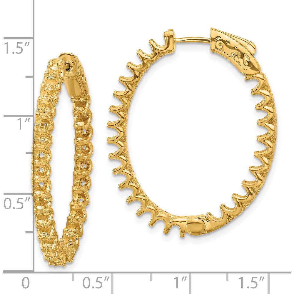 14K Yellow Gold 33.1mm Oval Hoop Earrings with Safety Clasp by Oro Pregiato