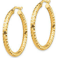 14K Yellow Gold 33.6 mm Diamond-Cut Large Hoop Earrings with Polished Finish by 0