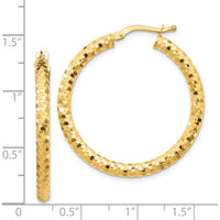 14K Yellow Gold 33.6 mm Diamond-Cut Large Hoop Earrings with Polished Finish by 0