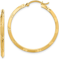 14K Yellow Gold 33.75mm Polished Diamond-Cut Large Hoop Earrings by 0