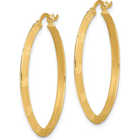 14K Yellow Gold 33.75mm Polished Diamond-Cut Large Hoop Earrings by 0