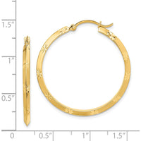 14K Yellow Gold 33.75mm Polished Diamond-Cut Large Hoop Earrings by 0