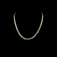 14K Yellow Gold 34-Stone East-West Emerald Cut Lab Diamond Tennis Necklace - 9.85 Carat Total Diamond Weight - Covaloro Fine Jewelry