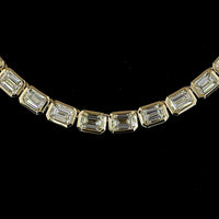 14K Yellow Gold 34-Stone East-West Emerald Cut Lab Diamond Tennis Necklace - 9.85 Carat Total Diamond Weight - Covaloro Fine Jewelry