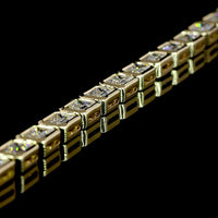14K Yellow Gold 34-Stone East-West Emerald Cut Lab Diamond Tennis Necklace - 9.85 Carat Total Diamond Weight - Covaloro Fine Jewelry