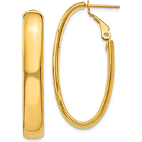 14K Yellow Gold 34mm Oval Large Hoop Earrings with Omega Clip Back Closure by Oro Pregiato