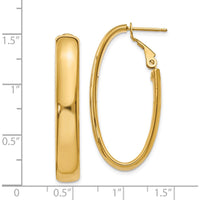 14K Yellow Gold 34mm Oval Large Hoop Earrings with Omega Clip Back Closure by Oro Pregiato