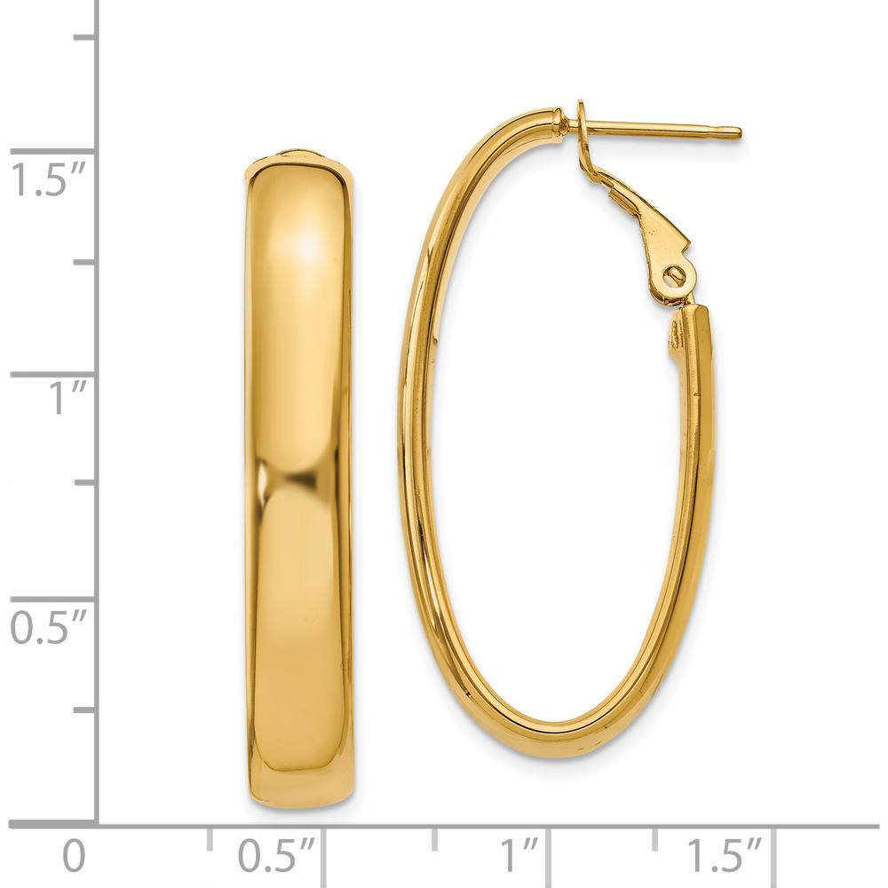 14K Yellow Gold 34mm Oval Large Hoop Earrings with Omega Clip Back Closure by Oro Pregiato