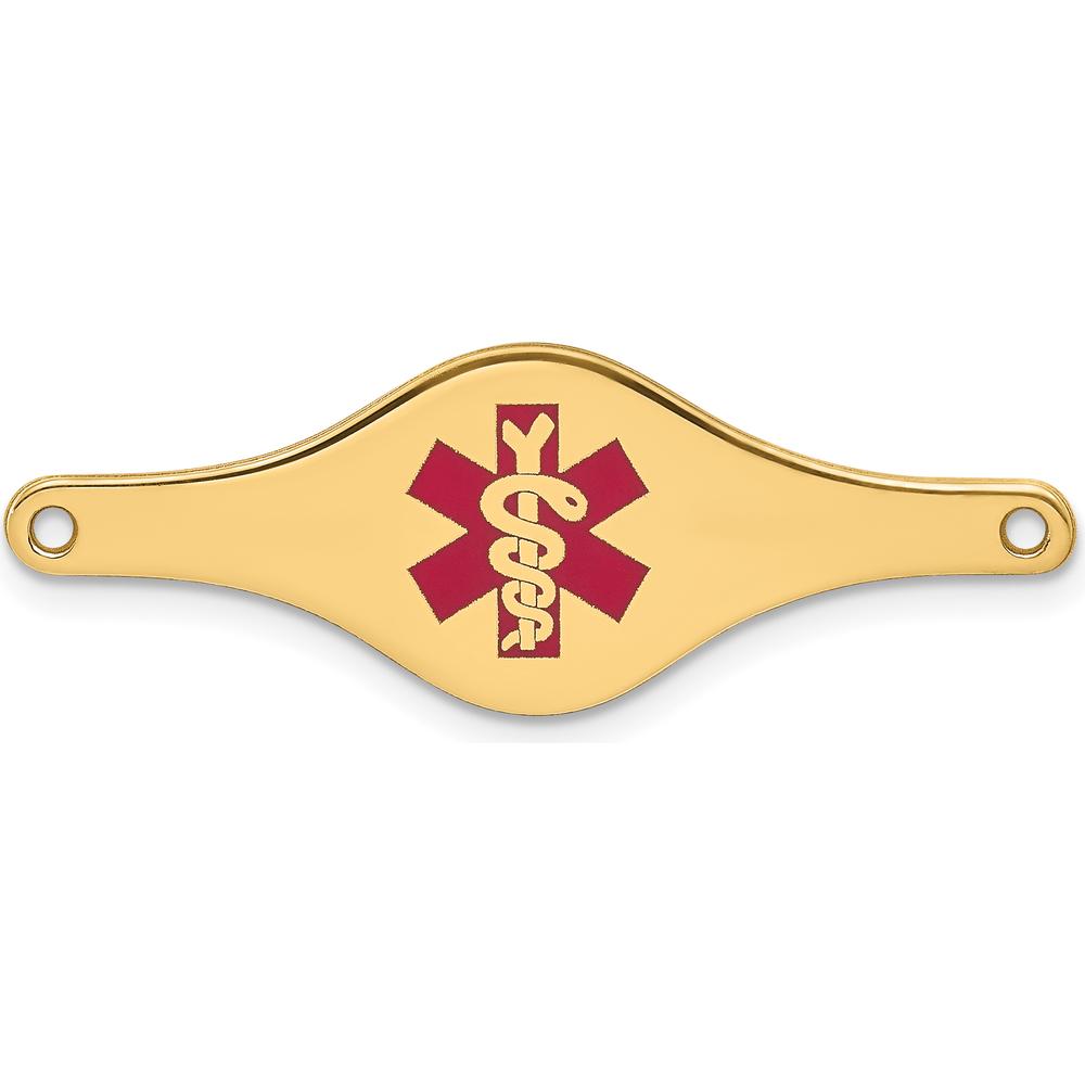 14K Yellow Gold 34mm Red Enameled Medical ID Plate - Engravable by Oro Pregiato