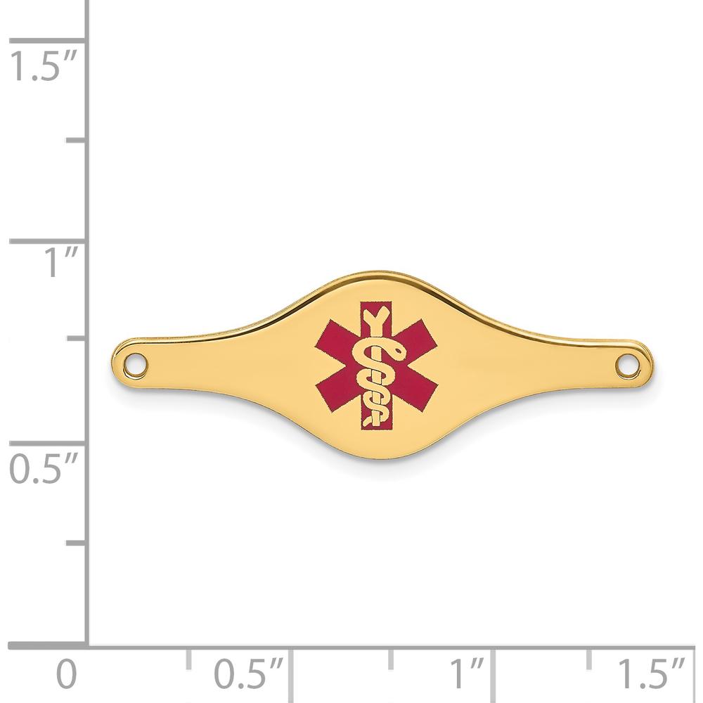 14K Yellow Gold 34mm Red Enameled Medical ID Plate - Engravable by Oro Pregiato