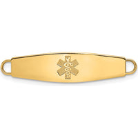 14K Yellow Gold 34x8mm Non-Enameled Oval Shape Medical ID Plate - Engravable by Oro Pregiato