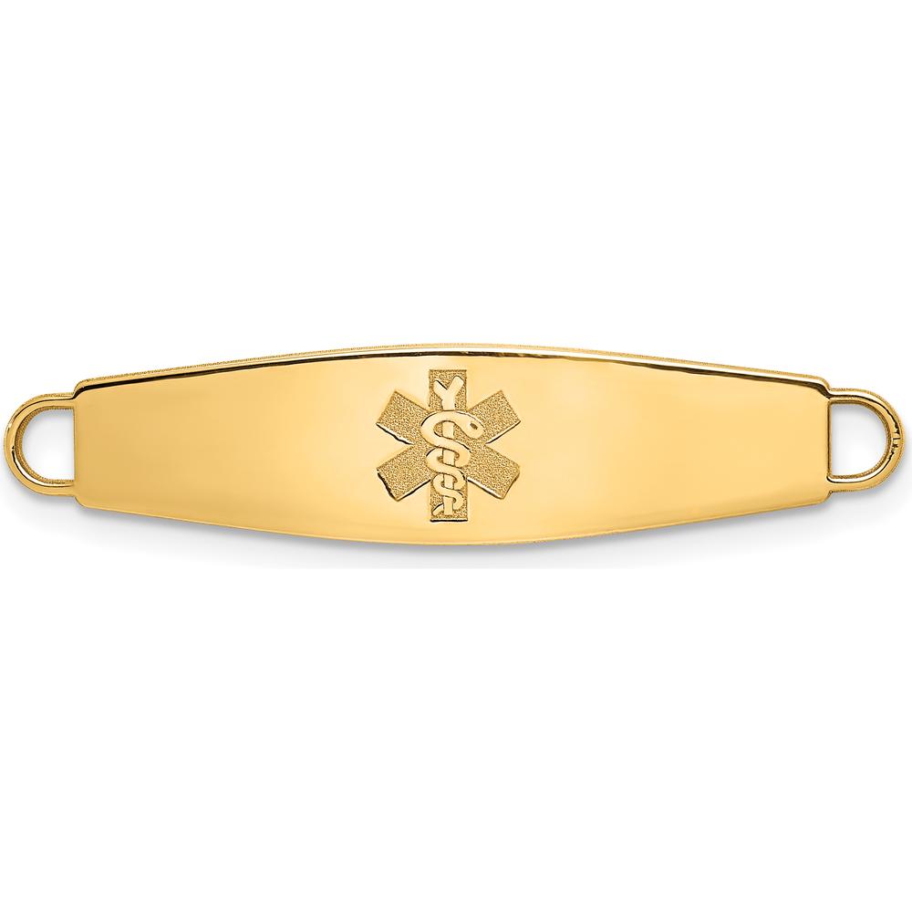14K Yellow Gold 34x8mm Non-Enameled Oval Shape Medical ID Plate - Engravable by Oro Pregiato