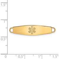 14K Yellow Gold 34x8mm Non-Enameled Oval Shape Medical ID Plate - Engravable by Oro Pregiato