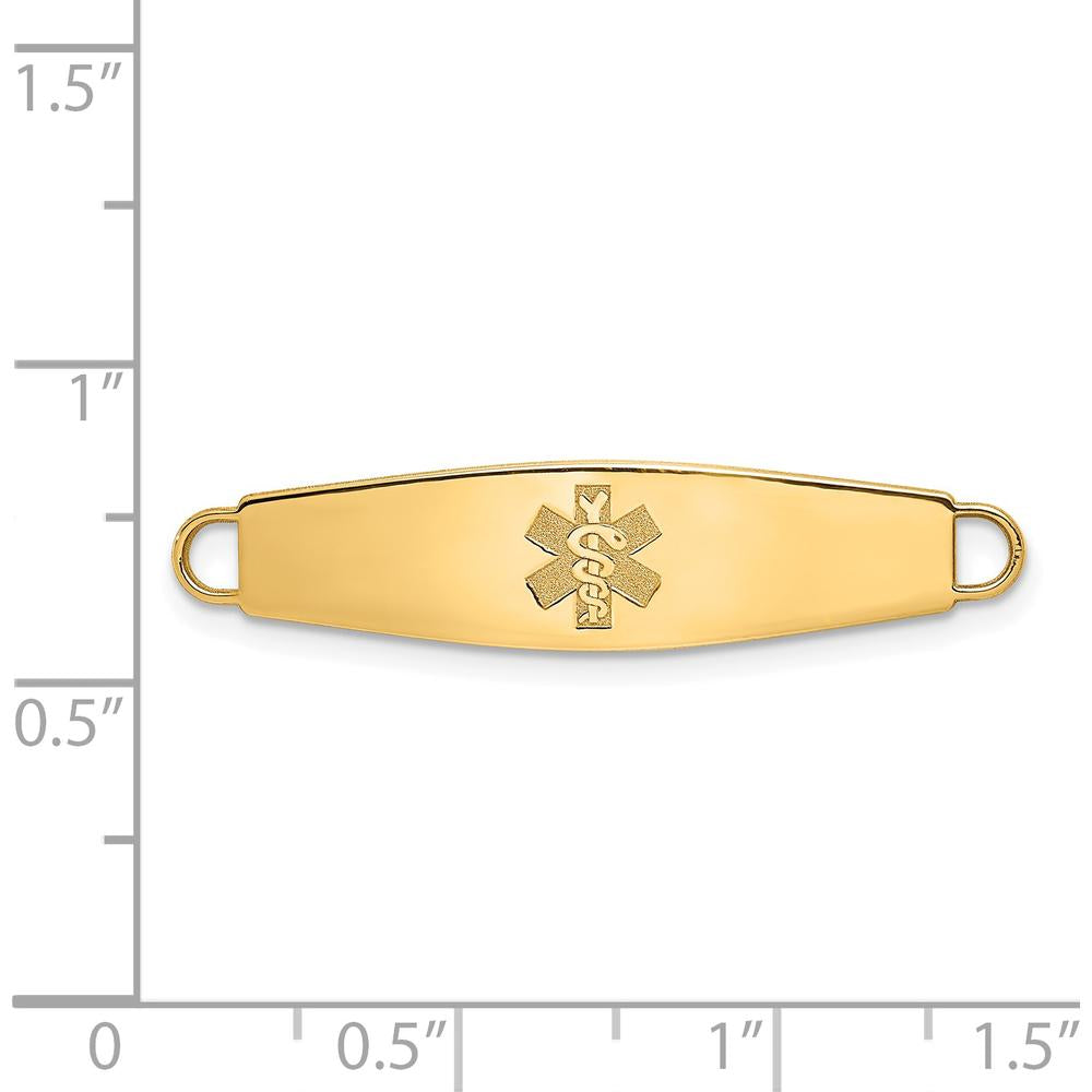 14K Yellow Gold 34x8mm Non-Enameled Oval Shape Medical ID Plate - Engravable by Oro Pregiato