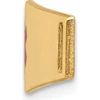 14K Yellow Gold 34x9mm Centered Red Epoxy Enameled Medical ID Plate - Engravable, Unisex Bracelet by Oro Pregiato