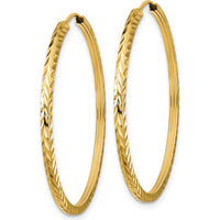 14K Yellow Gold 35mm Diamond-Cut Square Tube Endless Hoop Earrings by 0