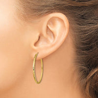 14K Yellow Gold 35mm Diamond-Cut Square Tube Endless Hoop Earrings by 0