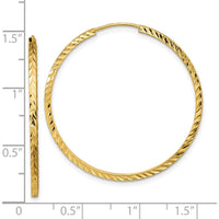 14K Yellow Gold 35mm Diamond-Cut Square Tube Endless Hoop Earrings by 0