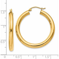 14K Yellow Gold 35mm Lightweight Polished Tube Hoop Earrings - Elegant and Timeless Design by 0