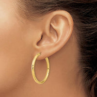 14K Yellow Gold 35mm Polished & Diamond-Cut Endless Hoop Earrings - 3mm Width by 0