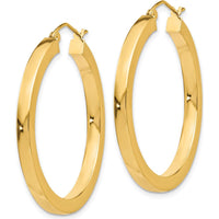 14K Yellow Gold 35mm Polished Square Hoop Earrings - Elegant and Modern Design by 0