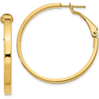 14K Yellow Gold 35mm Polished Square Tube Round Hoop Earrings by Monteluci Fine Jewelry