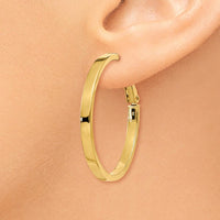 14K Yellow Gold 35mm Polished Square Tube Round Hoop Earrings by Monteluci Fine Jewelry