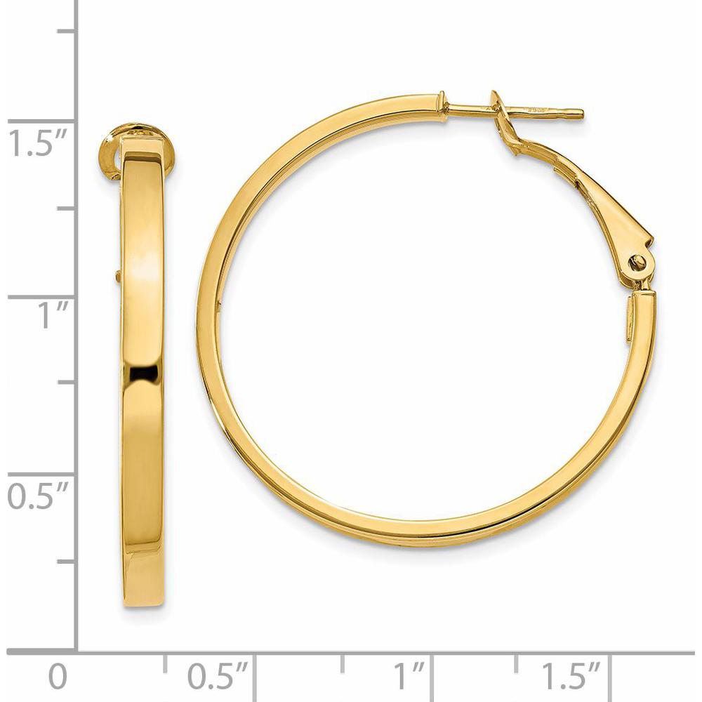 14K Yellow Gold 35mm Polished Square Tube Round Hoop Earrings by Monteluci Fine Jewelry
