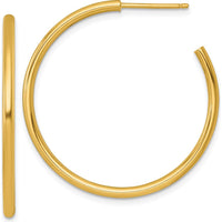 14K Yellow Gold 35mm Polished Tube C-Hoop Post Earrings by 0