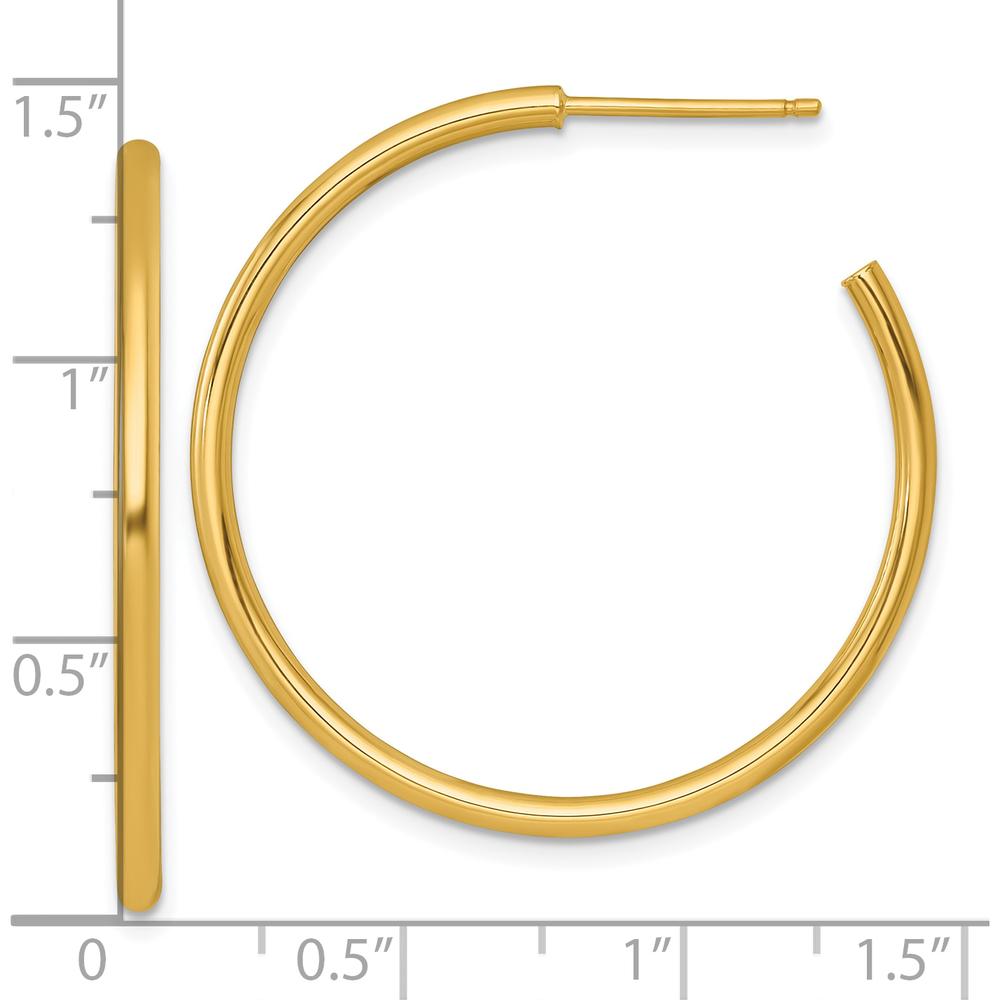 14K Yellow Gold 35mm Polished Tube C-Hoop Post Earrings by 0