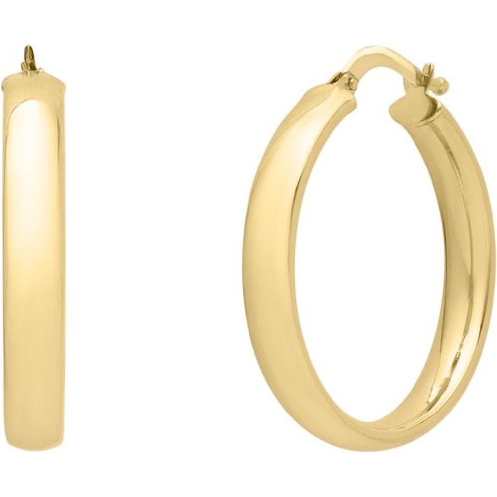 14K Yellow Gold 35mm Small Wedding Band Hoop Earrings with Hinged