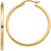 14K Yellow Gold 35mm Square Tube Hoop Earrings with Polished Finish by 0