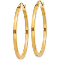14K Yellow Gold 35mm Square Tube Hoop Earrings with Polished Finish by 0