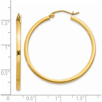 14K Yellow Gold 35mm Square Tube Hoop Earrings with Polished Finish by 0