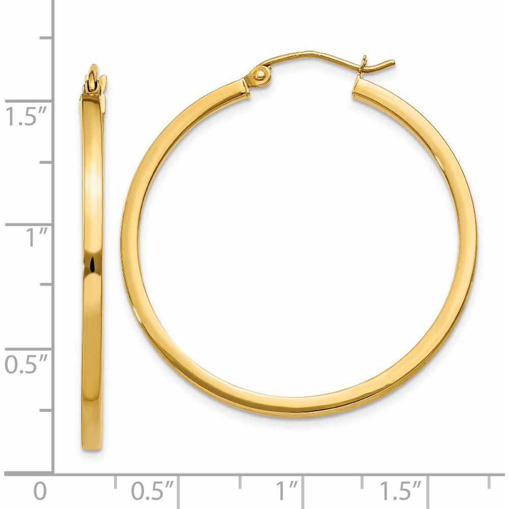 14K Yellow Gold 35mm Square Tube Hoop Earrings with Polished Finish by 0