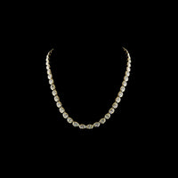 14K Yellow Gold 36.15 Carat Oval Diamond Tennis Necklace with East-West Bezel Set Lab Diamonds - 49 Stones E-F VS - Covaloro Fine Jewelry