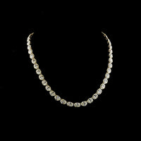 14K Yellow Gold 36.16 Carat Oval Cut Lab Diamond Tennis Necklace with East-West Bezel-Prong Setting - E-F Color VS1 Clarity - Covaloro Fine Jewelry