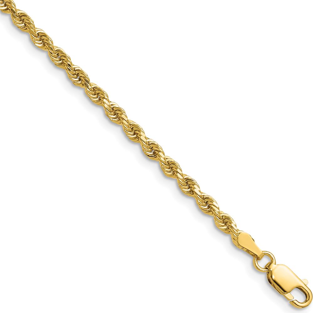 14K Yellow Gold 36" 2.75mm Diamond-Cut Solid Rope Chain Necklace with Lobster Clasp