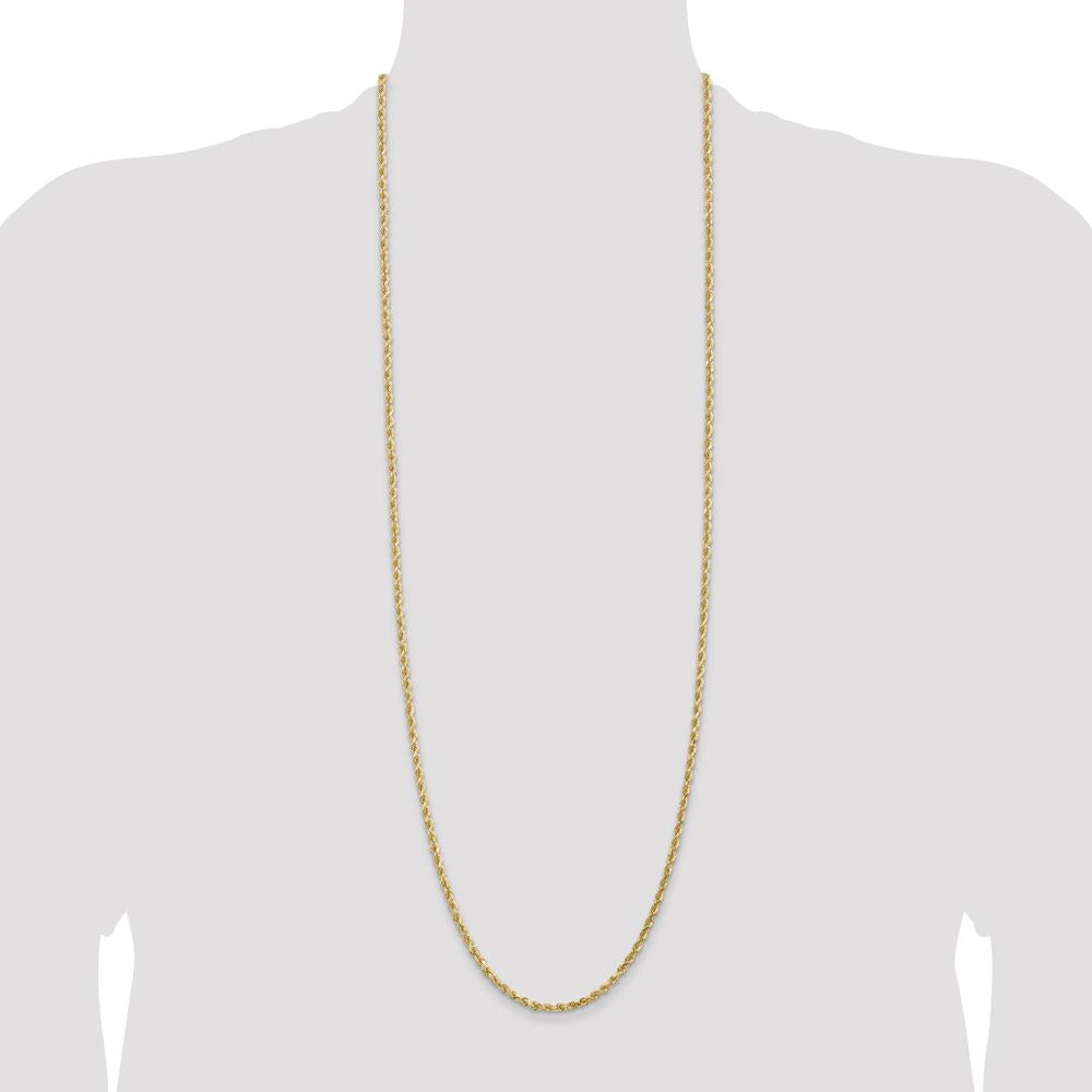 14K Yellow Gold 36" 3mm Diamond-Cut Rope Chain Necklace with Lobster Clasp