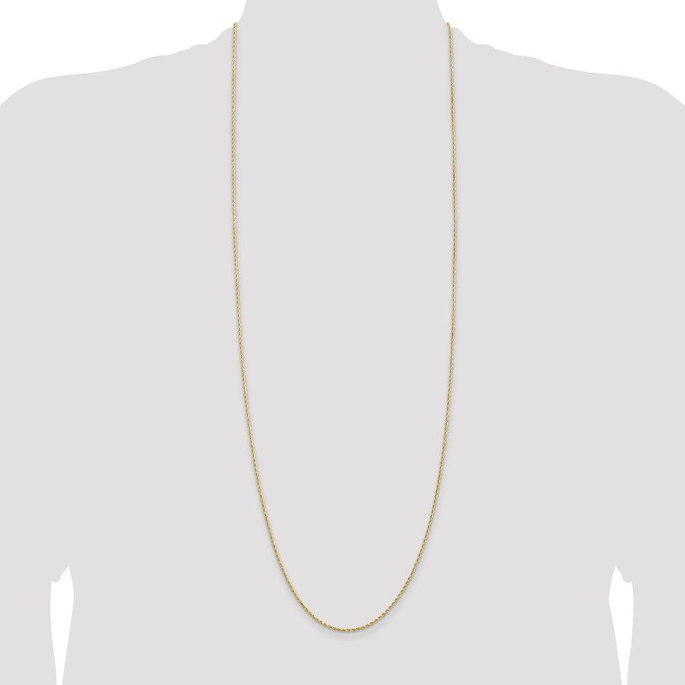 14K Yellow Gold 36" Diamond-Cut Rope Chain Necklace with Lobster Clasp - 1.5mm