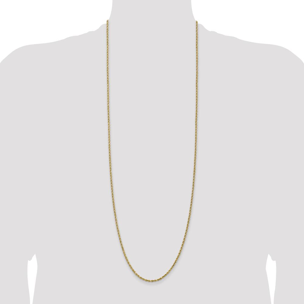 14K Yellow Gold 36" Diamond-Cut Rope Chain Necklace with Lobster Clasp - 2.25mm Width