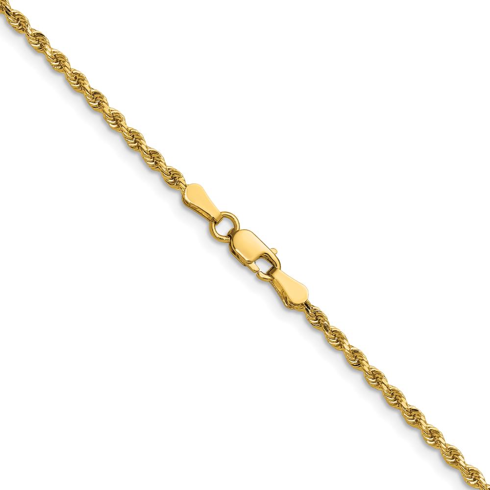 14K Yellow Gold 36" Diamond-Cut Rope Chain Necklace with Lobster Clasp - 2mm Solid Link
