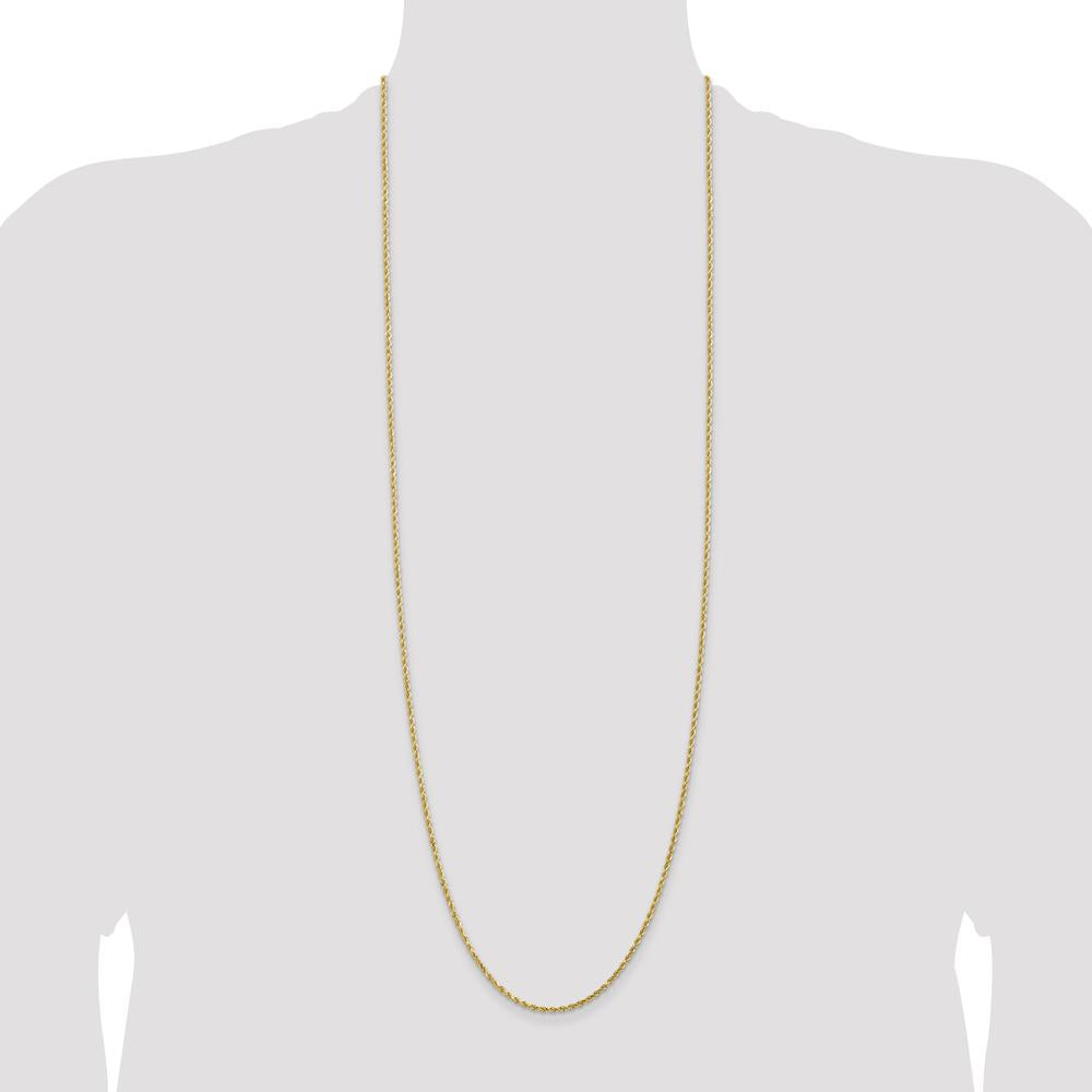 14K Yellow Gold 36" Diamond-Cut Rope Chain Necklace with Lobster Clasp - 2mm Solid Link