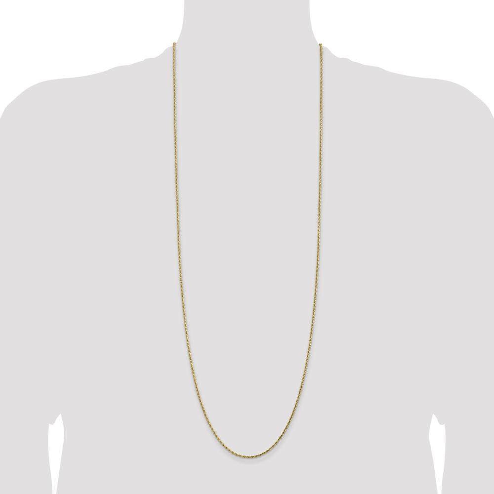 14K Yellow Gold 36" Diamond-Cut Rope Chain with Lobster Clasp - 1.75mm Width
