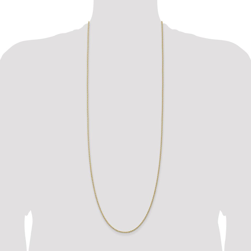 14K Yellow Gold 36" Rope Chain Necklace with Lobster Clasp - 1.5mm Solid Handcrafted Design