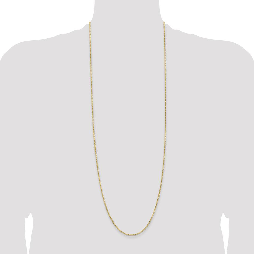 14K Yellow Gold 36" Rope Chain Necklace with Lobster Clasp - 2mm Width