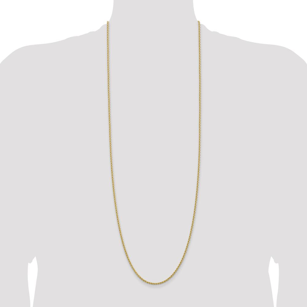 14K Yellow Gold 36" Rope Chain Necklace with Polished Finish - 2.25mm Width