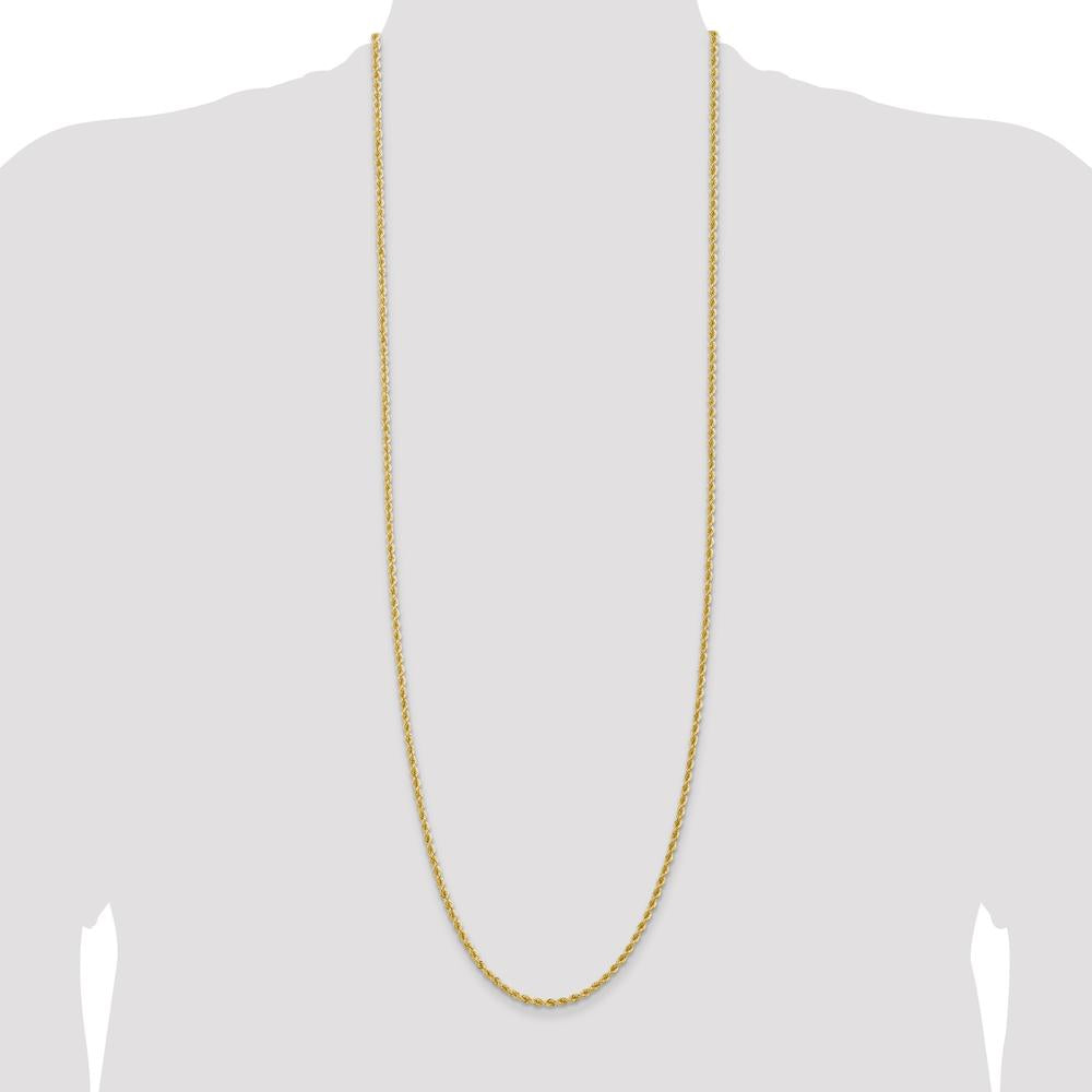 14K Yellow Gold 36" Rope Chain Necklace with Polished Finish and Lobster Clasp - 2.75mm Width