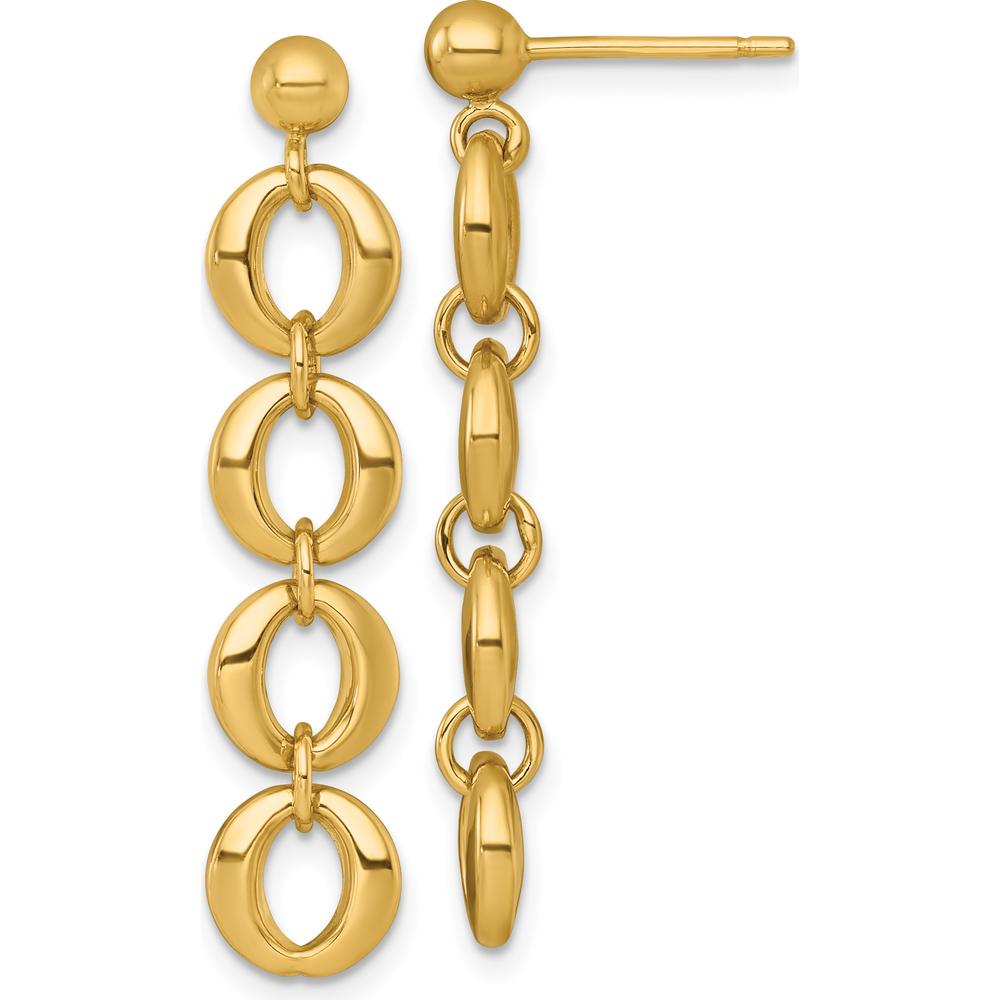 14K Yellow Gold 36mm Polished Fancy Circle Link Dangle Earrings by 0